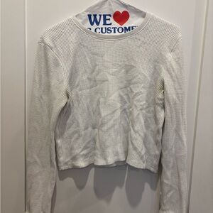 Abercrombie & Fitch Cream Waffle Knit Long Sleeve Top